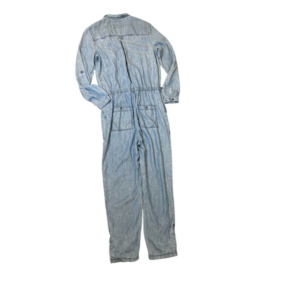 Anthropologie Pilcro Womens Small Jumpsuit Lyocell Chambray Denim Blue Roll Tab - Picture 5 of 8